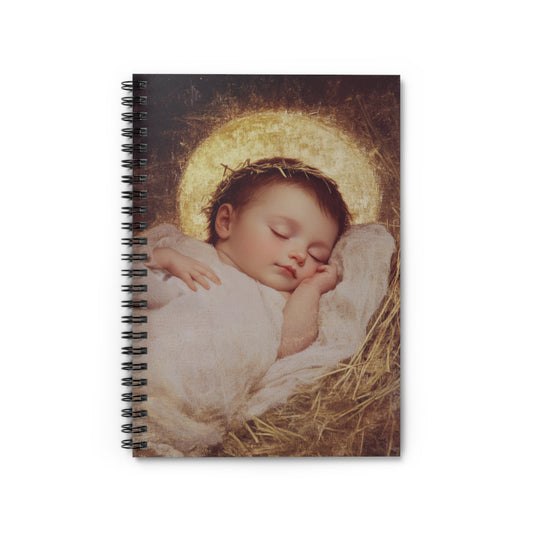 The Christ Child Born Into the Quiet of the World - Sanctified Souls Art - Religious Based Notebook - Spiral Notebook