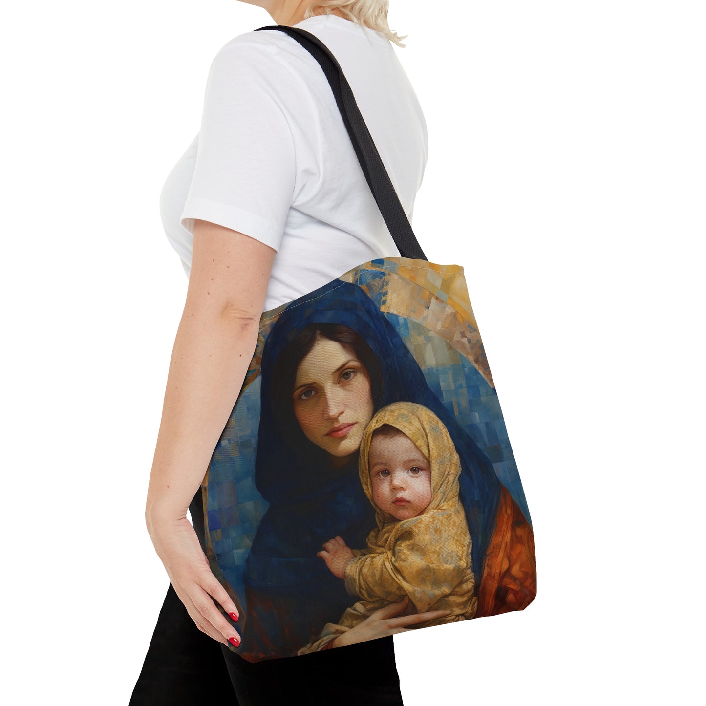 Maternal Seraph - Virgin Mary and Infant Jesus Tote Bag - Large Medium Small Faith Art Bag - Re usable Tote Purse - Catholic Art Bag