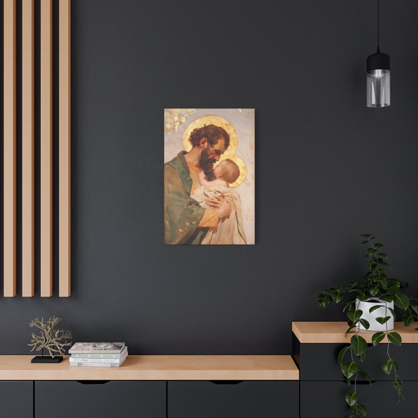 Saint Joseph, Pillar of the Holy Family - Museum Wrapped Canvas - Print - Religious Art for your Home - Christian print - Prayer Room