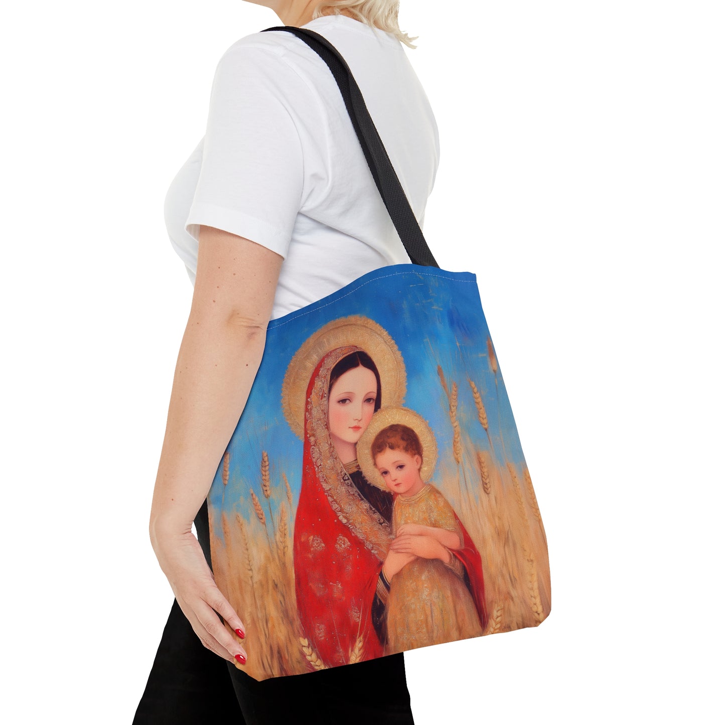 Our Lady of the Harvest - Tote Bag - Large Medium Small Faith Art Bag - Bible Study Faith Purse - Double Sided