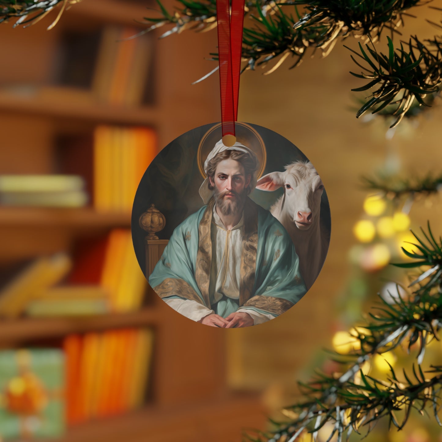 Saint Luke the Evangelist - Religious Holiday Christmas Ornament and Keepsake - Double sided Religious Ornament