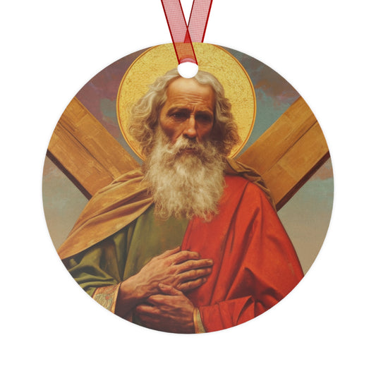 Saint Andrew the Apostle Metal Ornament - Religious Holiday Christmas Keepsake - Religious Catholic Tree Ornament - Christmas Gift