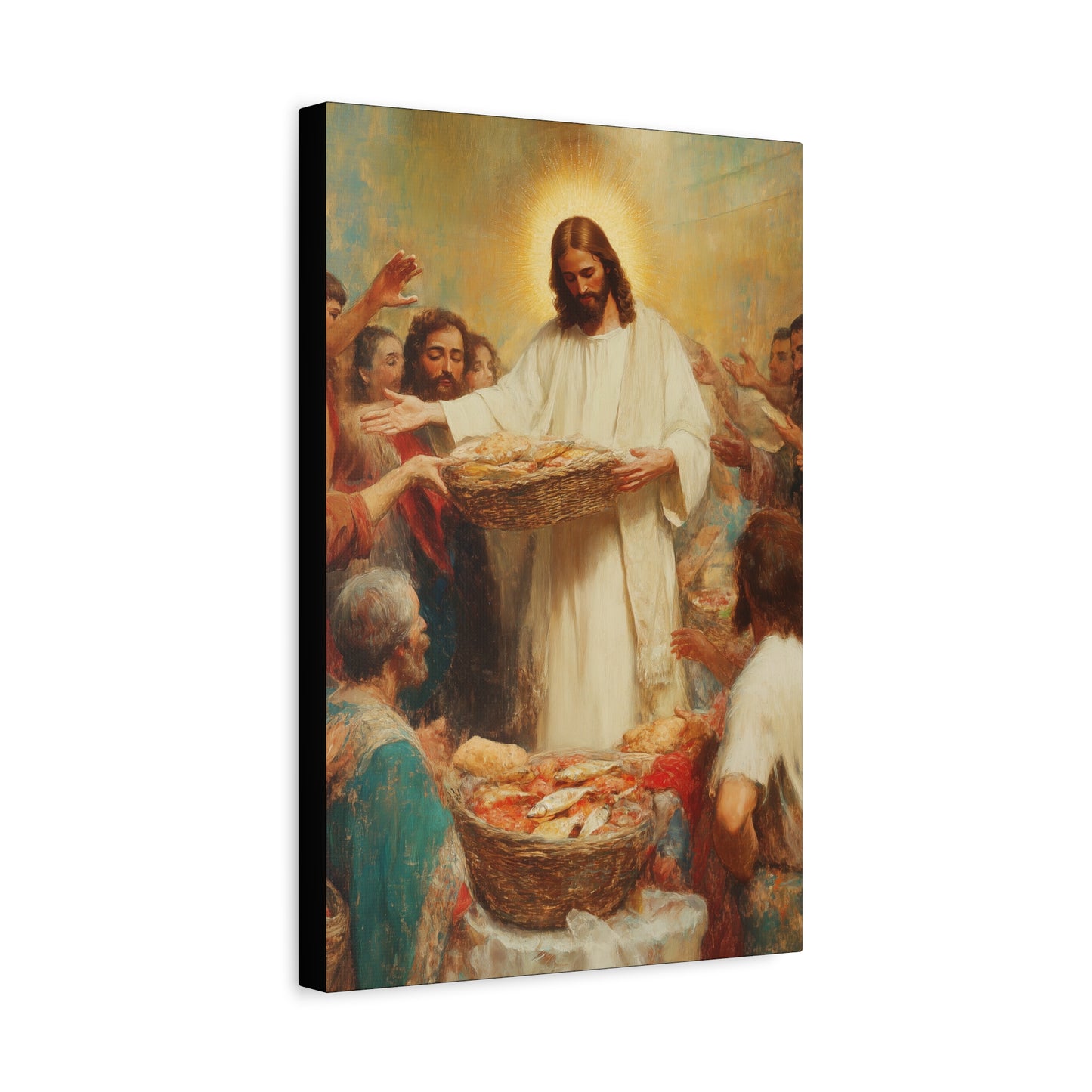 The Quiet Multiplication of Love : Loaves and Fishes - Gallery Wrapped Canvas - Print - Religious Art for your Home - Catholic Art
