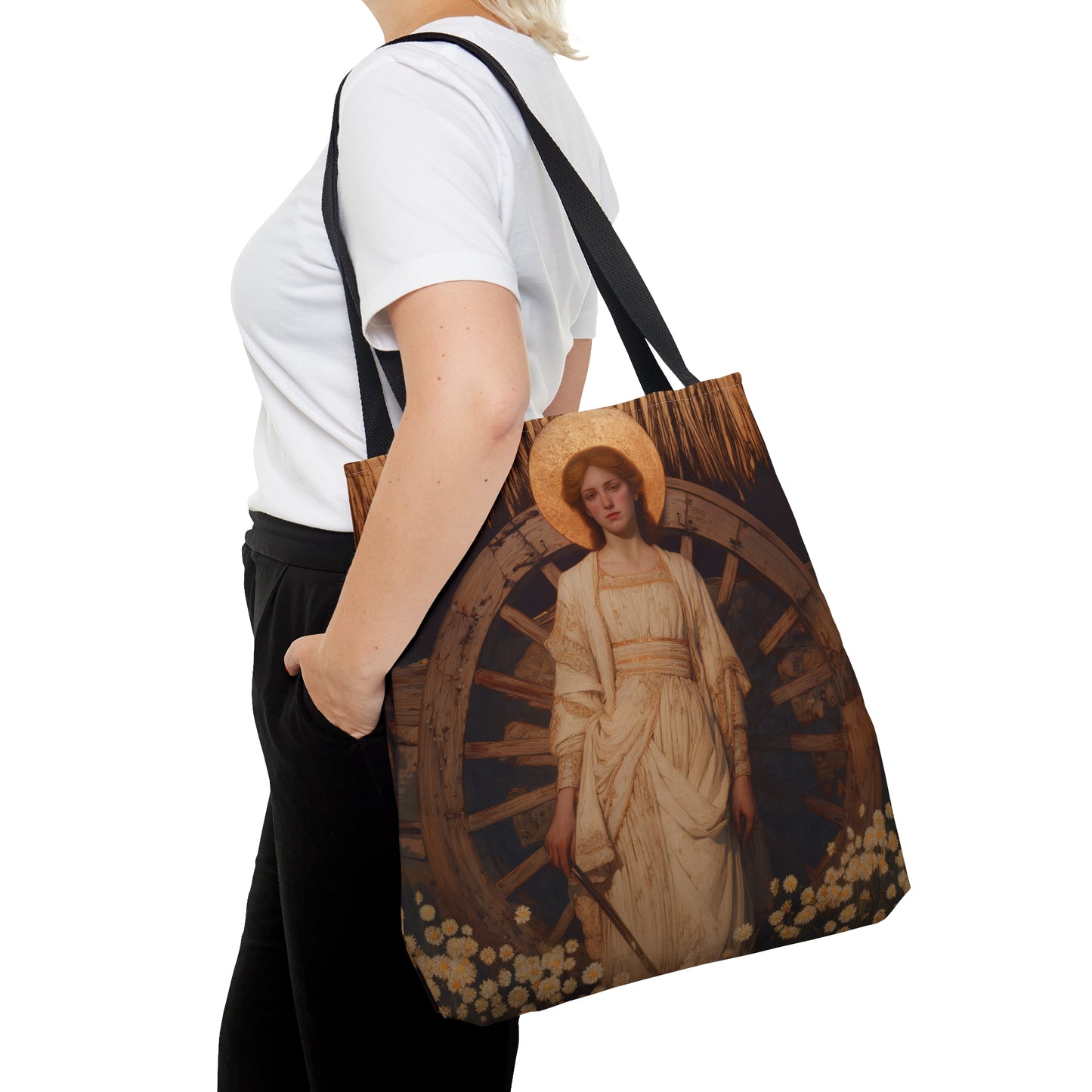 Saint Catherine of Alexandria - Tote Bag - Large Medium Small Faith Art Bag - Bible Study Faith Purse - Double Sided
