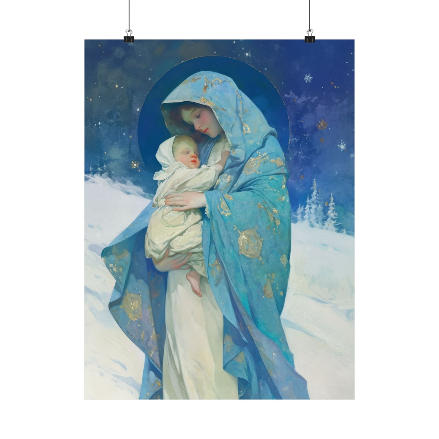 Snowfall of Grace: Our Lady's Blessing - Sanctified Souls Print - Multiple Sizes - Premium Poster - Catholic Art - Christian - Catholic Gift