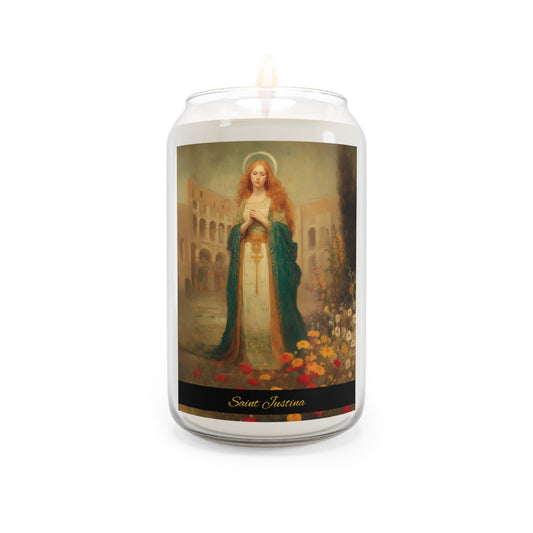Saint Justina - Scented Prayer Candle, 13.75oz -  Candle - Catholic Art - prayer room Scented Candle - Martyr Art