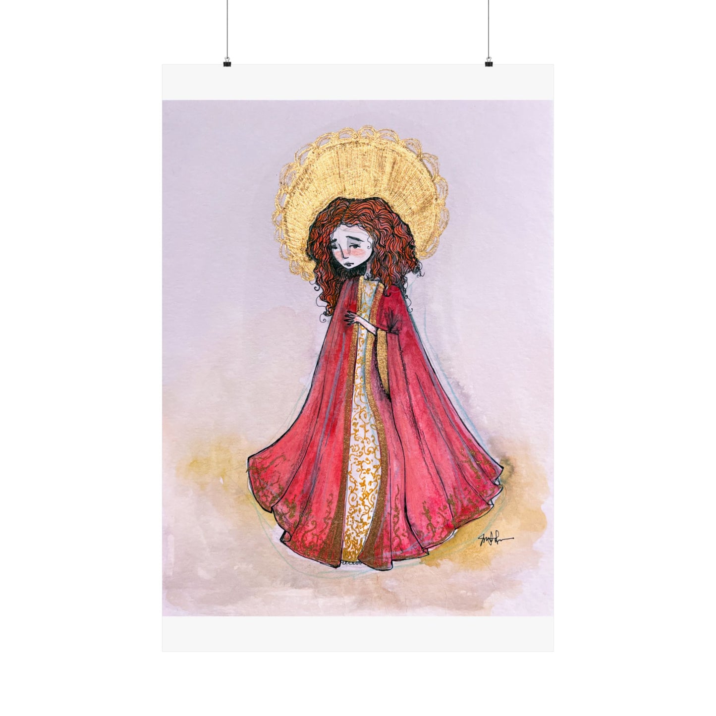 Saint Bibiana Hand-Drawn Catholic Art Print | Christian Devotional Wall Art | Sanctified Solocosmo Religious Poster