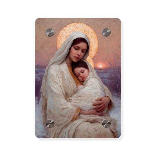 The Love That Stays - Mother Mary and the Christ Child - Wall Art Panel - Ready to Hang Acrylic Print - Catholic Saint Art - Christian