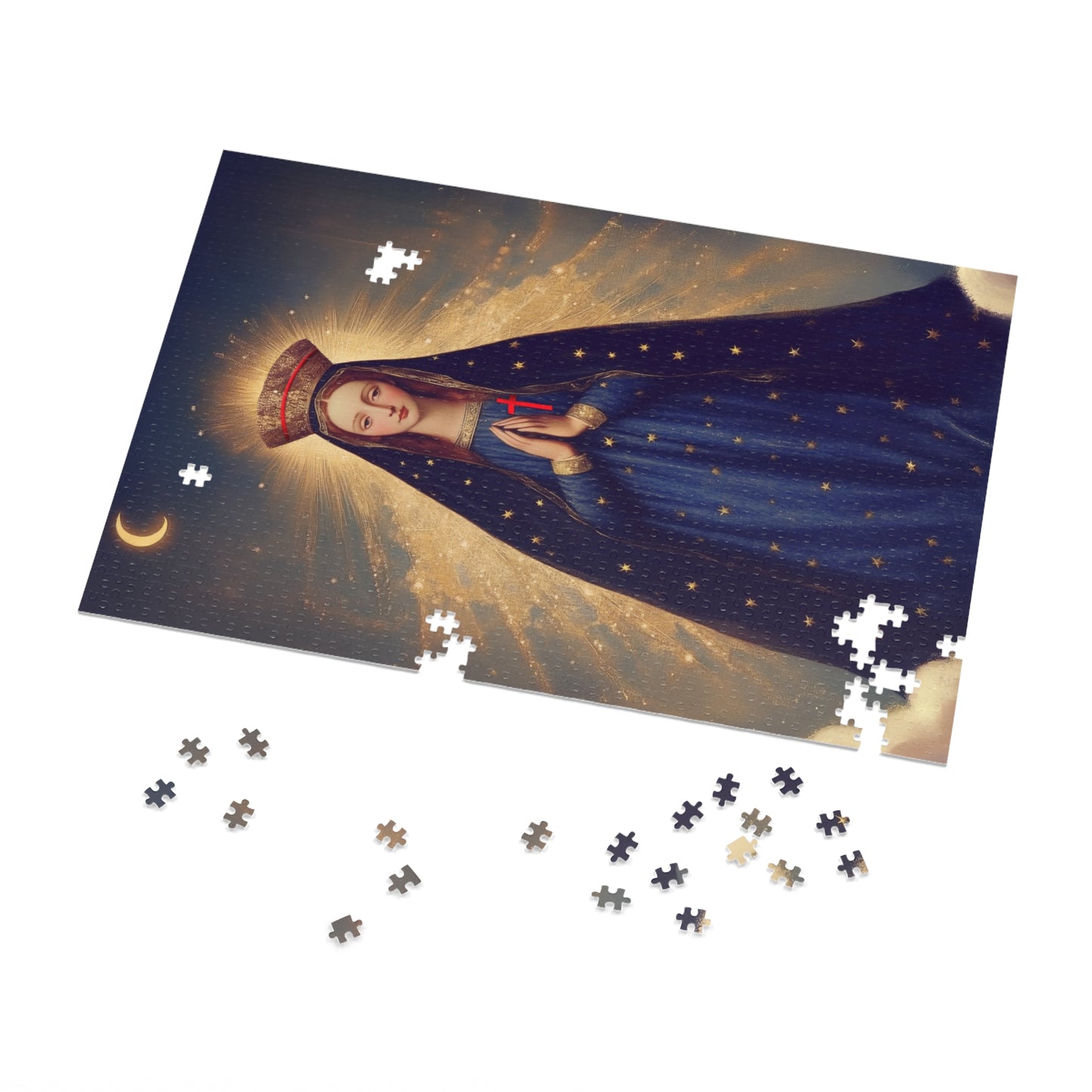 Our Lady of Pontmain - Puzzle and Tin - Religious Jigsaw Puzzle (30, 110, 252, 500,1000) - Gift Catholic Families - Mother Mary Art