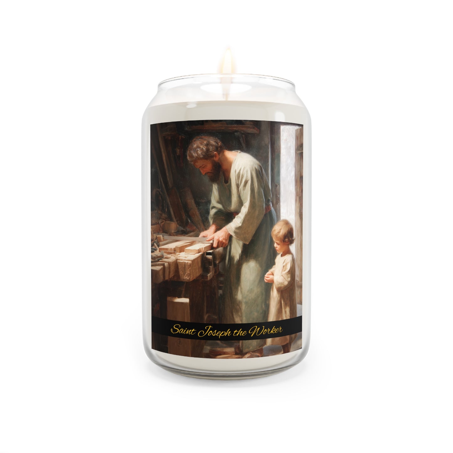 Saint Joseph the Worker - Scented Prayer Candle, 13.75oz - Tall Size - Religious Prayer Candle - Catholic Art