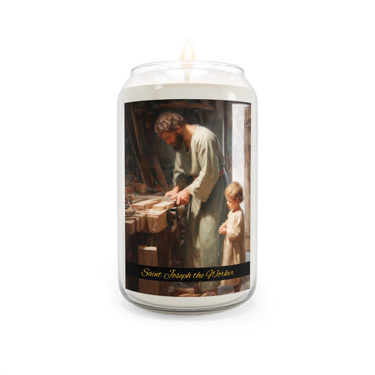 Saint Joseph the Worker - Scented Prayer Candle, 13.75oz - Tall Size - Religious Prayer Candle - Catholic Art