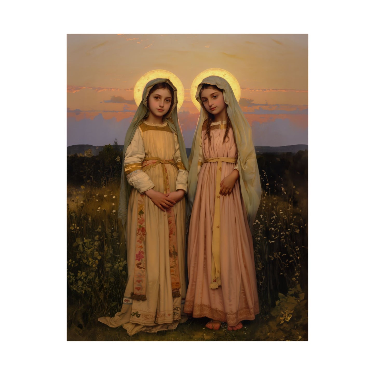 Saints Nunilo and Alodia - Sanctified Souls Print - Multiple Sizes - Premium Posters - Catholic Art - Christian - Gifts for Catholics