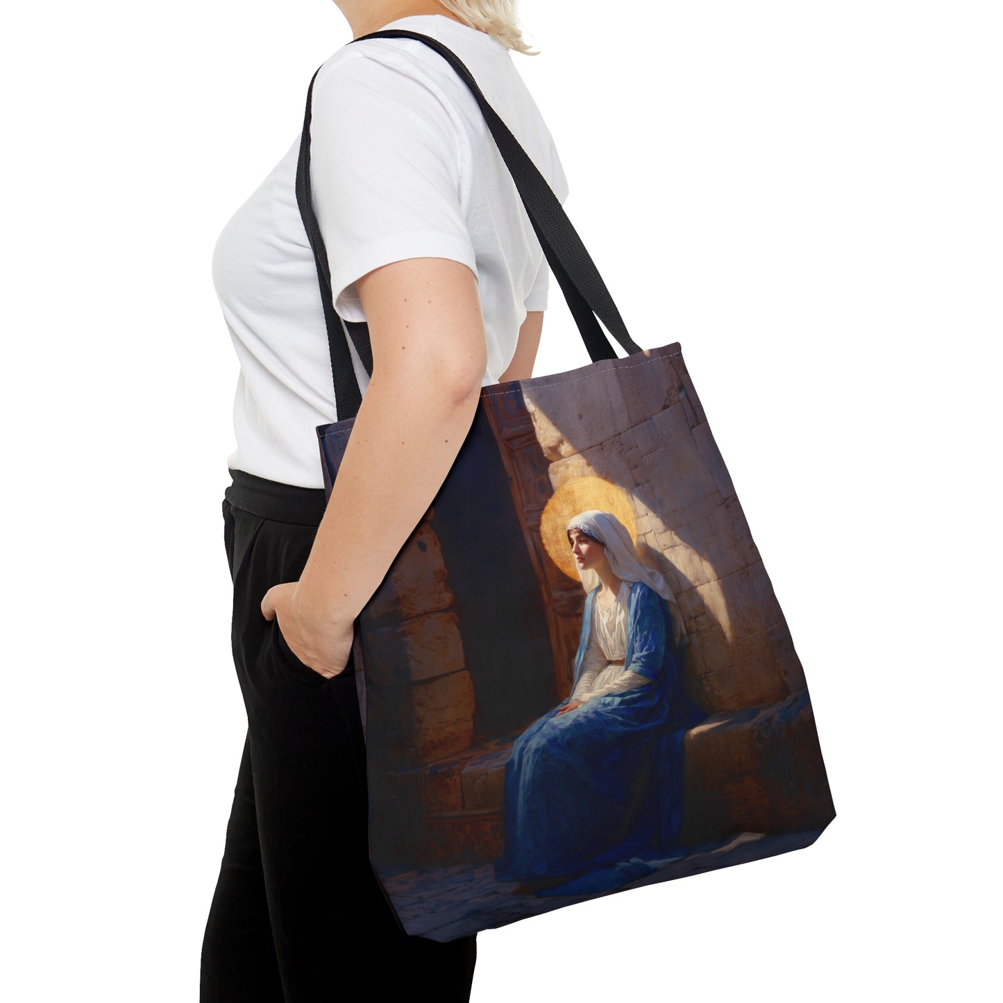 The Quiet Fiat That Split the Darkness, Mary's Yes - Tote Bag - Large Medium Small Faith Art Bag - Catholic Faith Purse