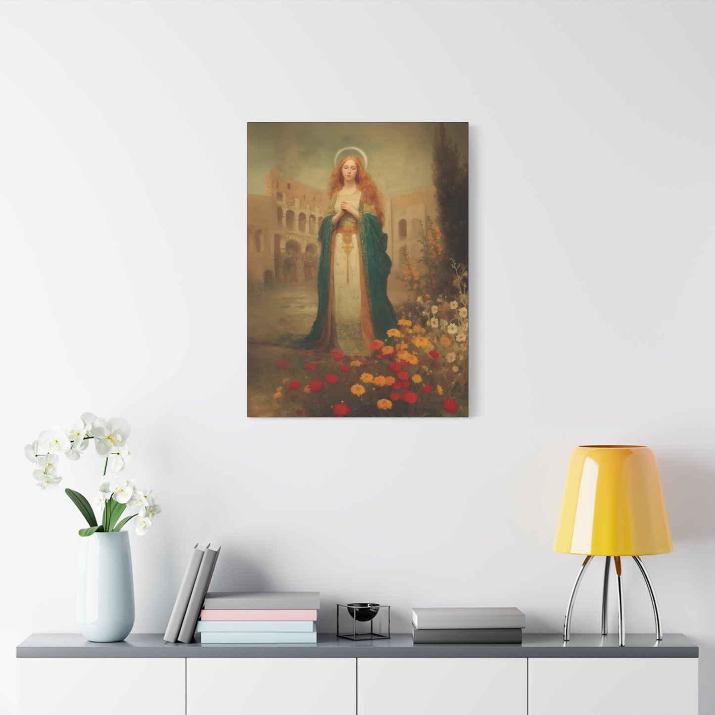 Saint Justina - Multiple Sizes - Catholic Home art - Museum Wrapped Canvas - Sanctified Souls Print - Catholic Martyr Art