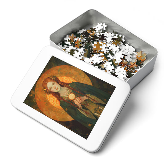 Saint Brigid of Ireland - Puzzle and Keepsake Tin - Religious Jigsaw Puzzle (30, 110, 252, 500,1000-Piece) - Religious Puzzle