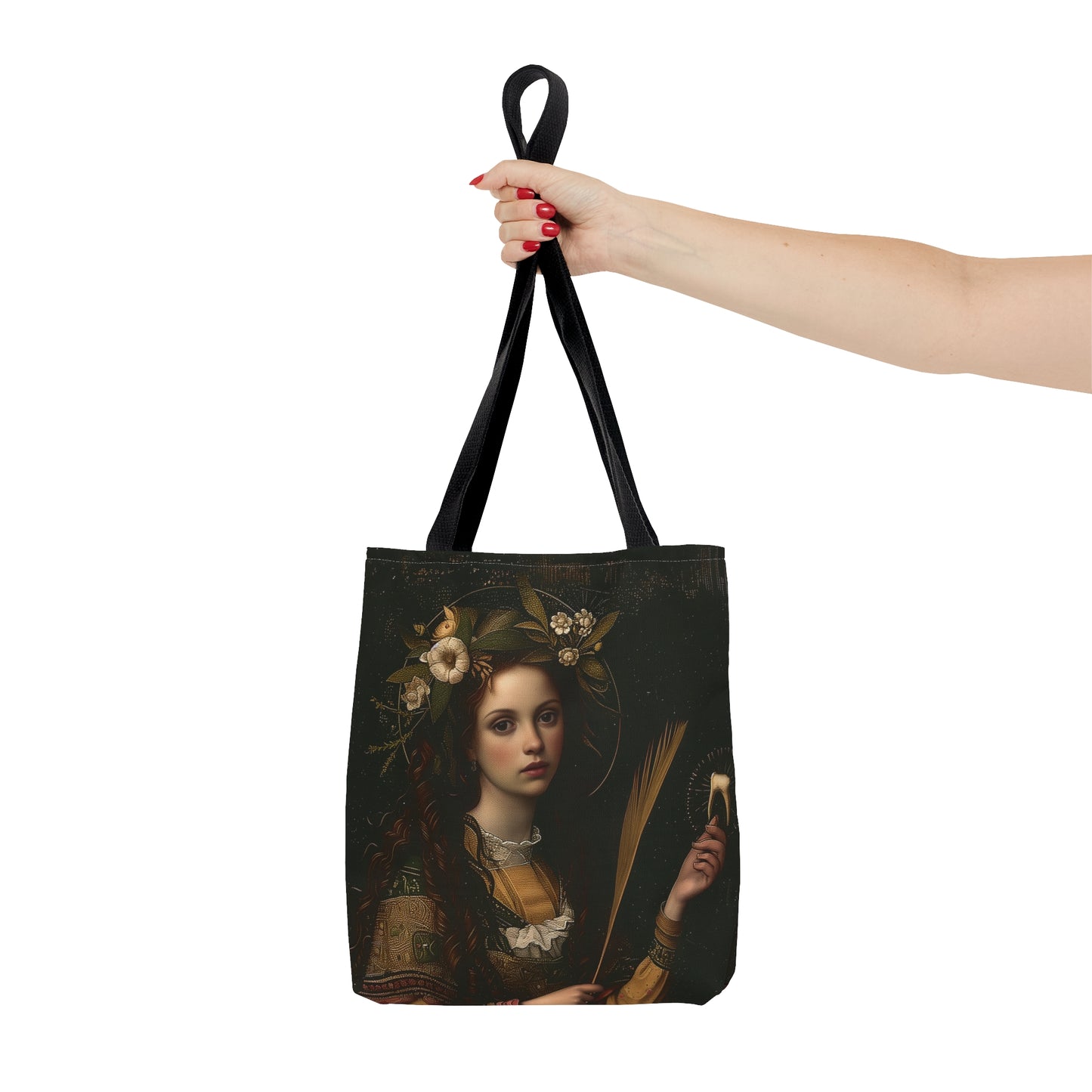 Saint Apollonia Tote Bag - Large Medium Small Faith Art Bag - Catholic Faith Purse - Religious Carry All Reusable Tote Bag