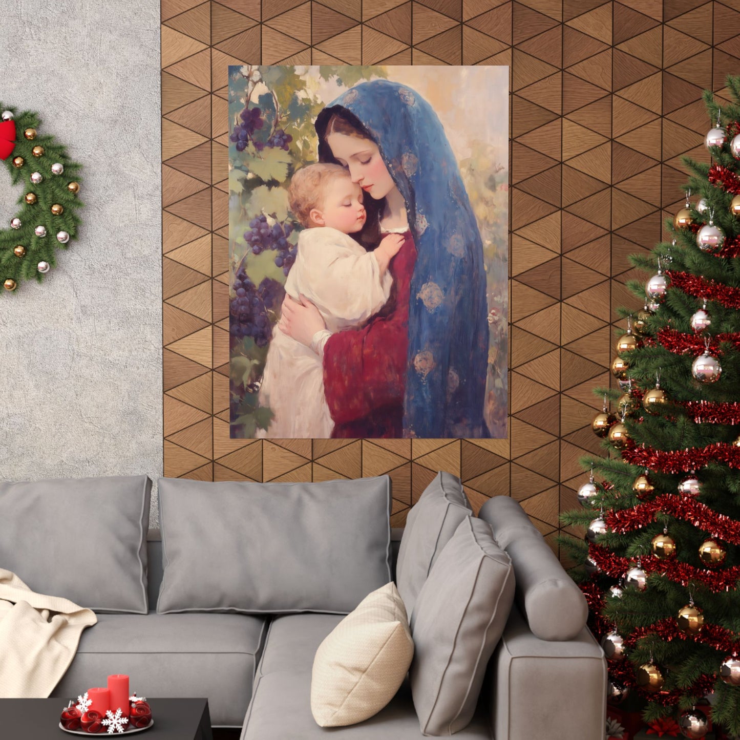 Our Lady of the Grapes / Out Lady of the Harvest - Sanctified Souls Print - Multiple Sizes - Premium Matte Vertical Posters - Mother Mary