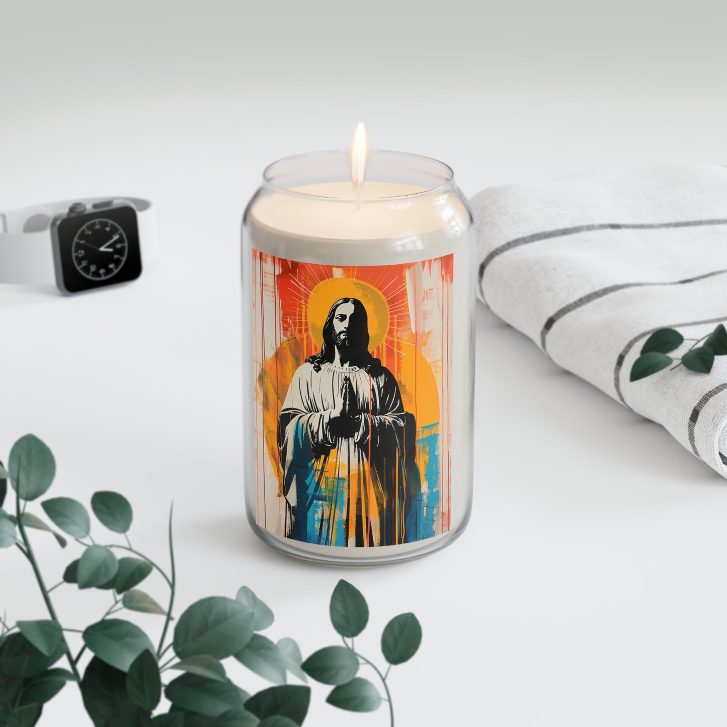 Jesus, King of Peace and Light - Scented Prayer Candle, 13.75oz -  Candle - Catholic Art - prayer room Scented Candle - Portrait of Christ