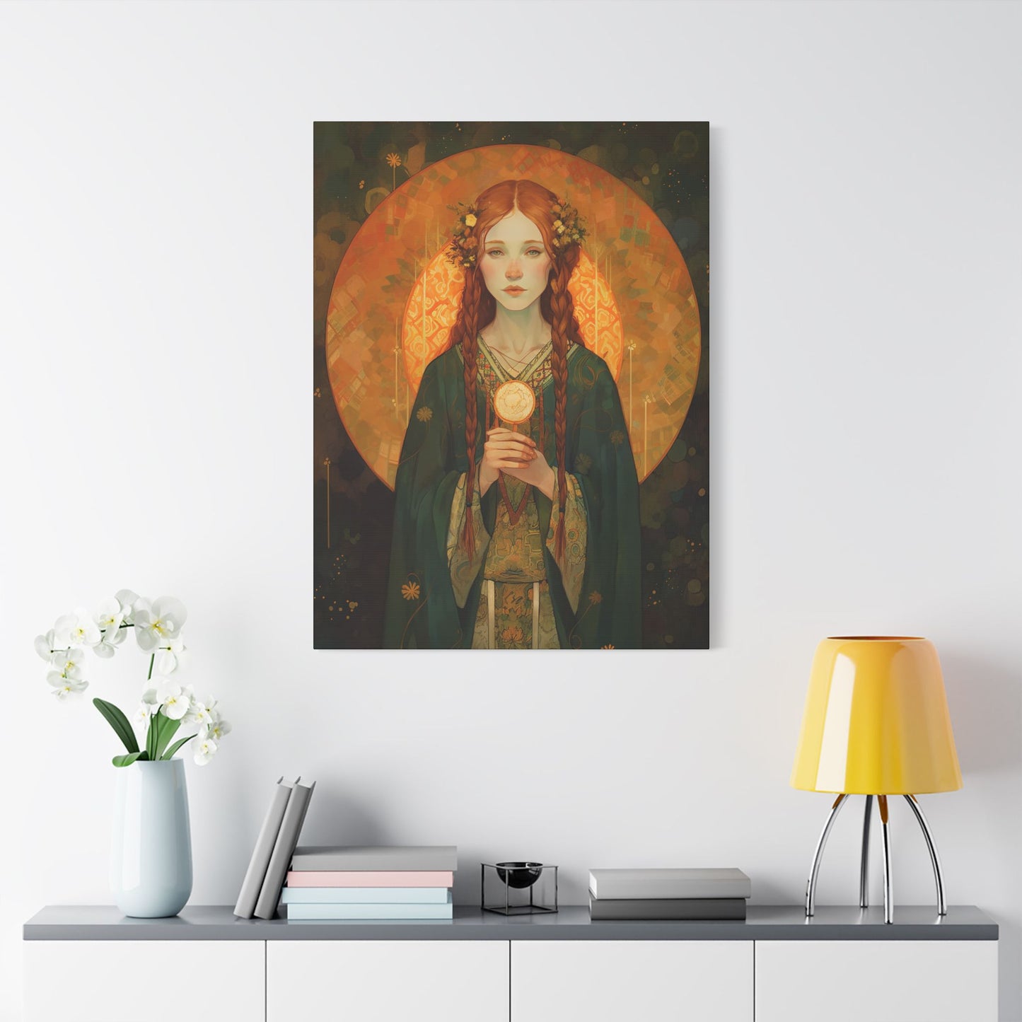 Saint Brigid of Ireland Canvas Print - Multiple Sizes - Catholic Home art - Museum Wrapped Canvas - Sanctified Souls Print