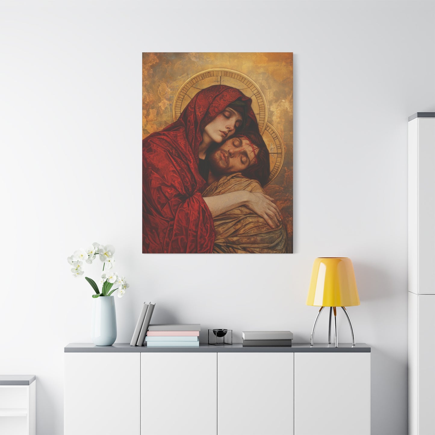 Eternal Sorrow - Mary's Mourning Beneath the Cross - Museum Wrapped Canvas - Print - Religious Art for your Home - Christian print