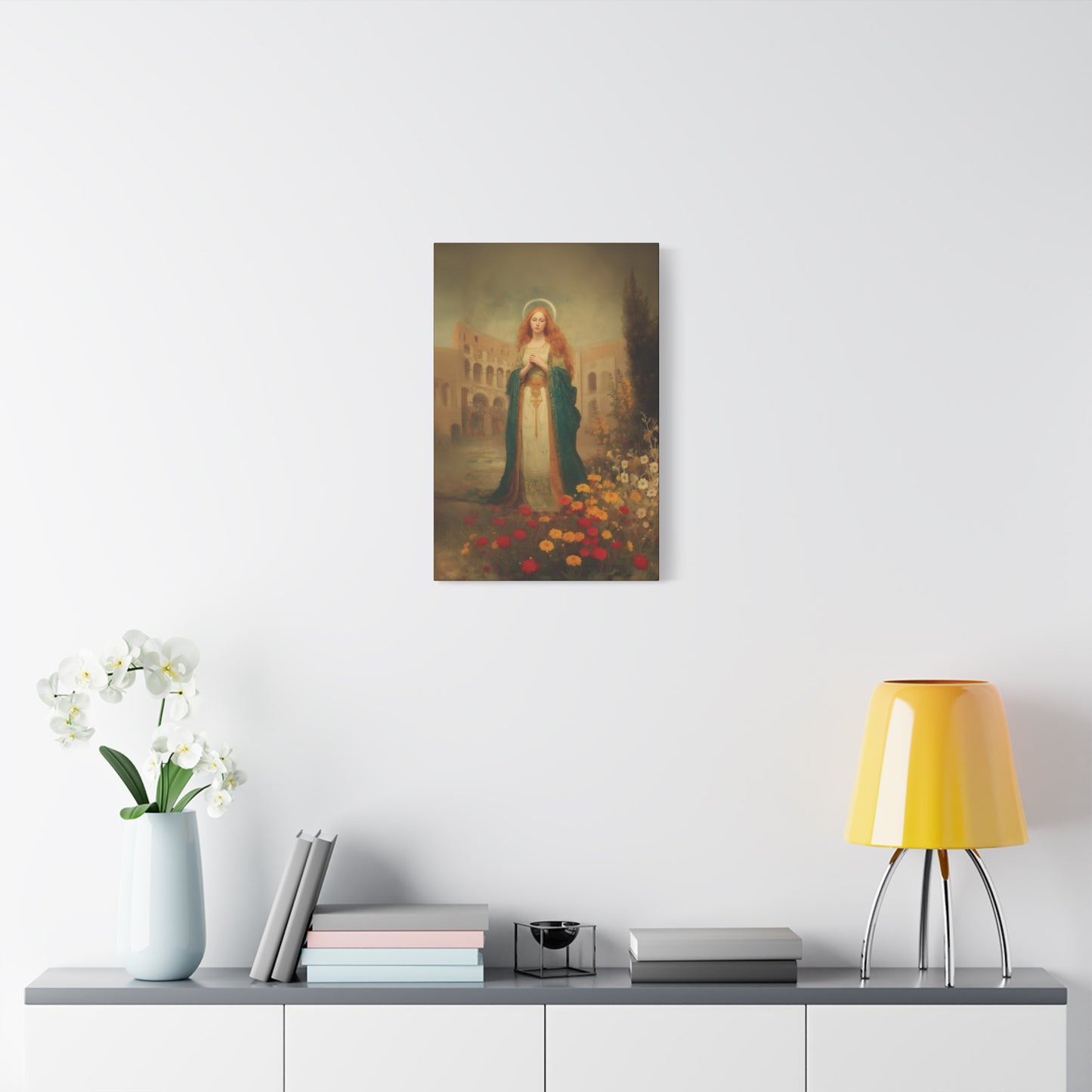 Saint Justina - Multiple Sizes - Catholic Home art - Museum Wrapped Canvas - Sanctified Souls Print - Catholic Martyr Art