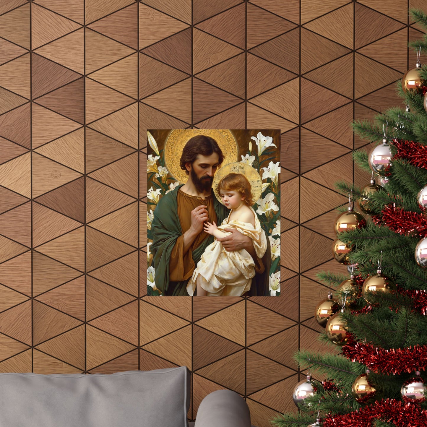 Saint Joseph and the Christ Child  - Sanctified Souls Print - Multiple Sizes - Premium Matte Vertical Posters