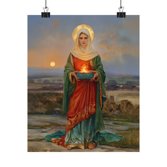 Saint Brigid of Ireland / Kildare - Sanctified Souls Print - Multiple Sizes - Premium Posters - Catholic Art - Christian Home Decor Artwork