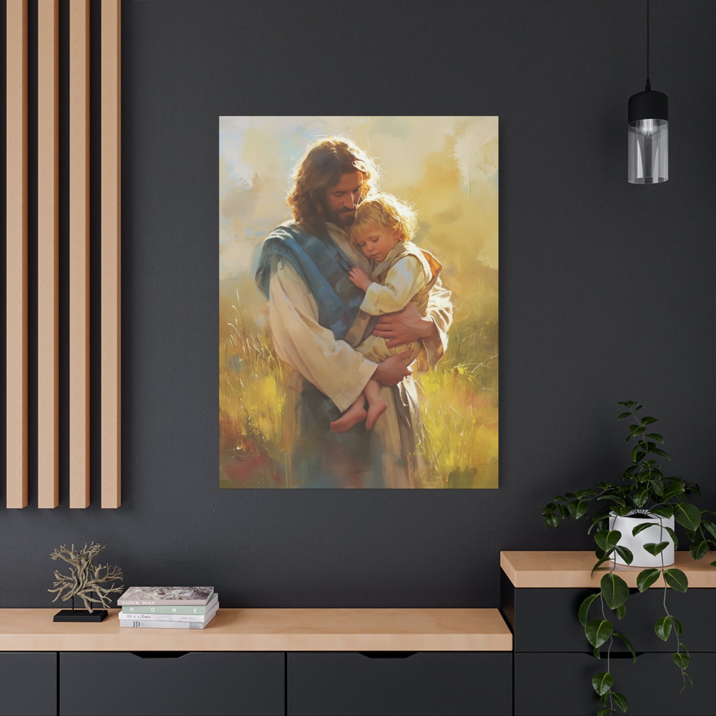 Jesus, Guardian of Innocence - Christ and Child - Museum Wrapped Canvas - Print - Religious Art for your Home - Christian art print