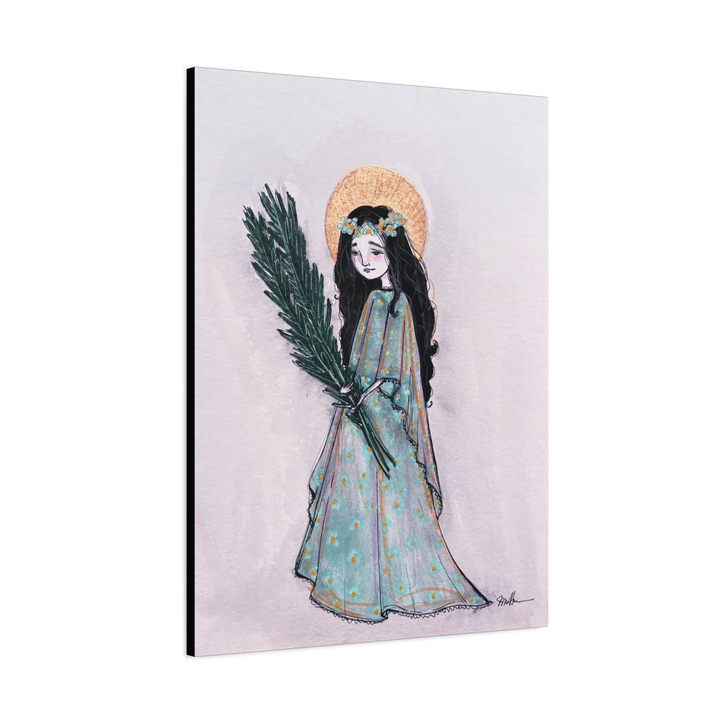 Saint Faith Canvas Print - Hand-Drawn Art - Catholic Print | Faith Hope and Charity Sacred Art | Sanctified Solocosmo Religious Artwork