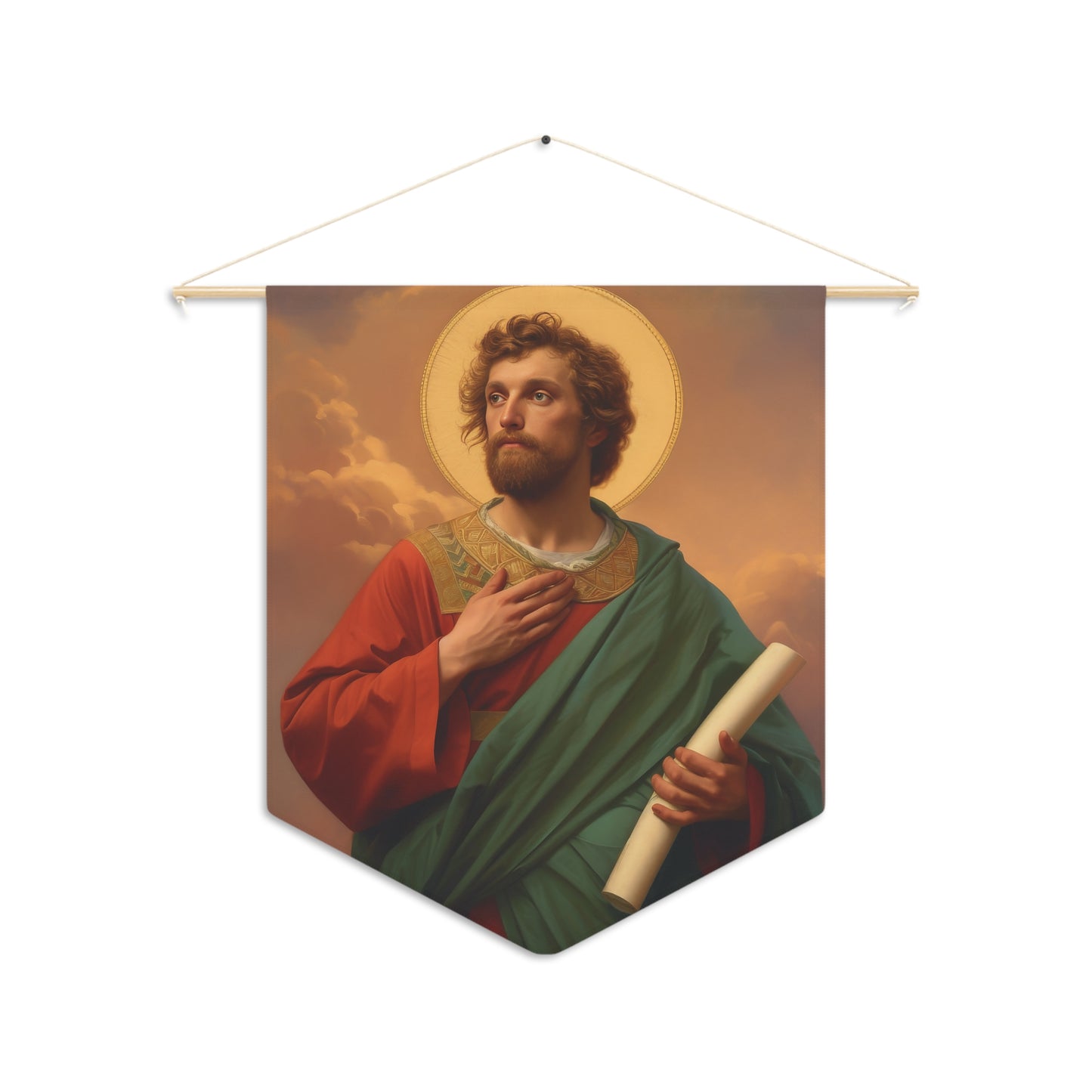 Saint Timothy Pennant / Banner / Wall Hanging - Prayer room art - Catholic Home Art - Large Saint Art for your home - 18" x 21"