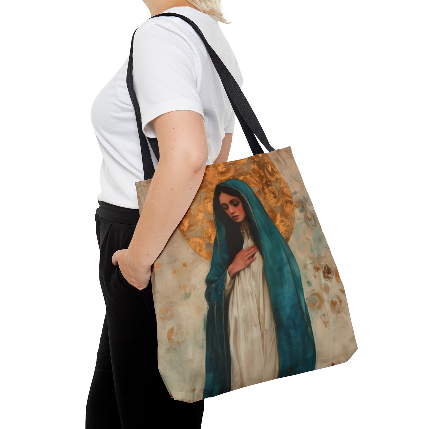 Serene Devotion - Mary's Compassionate Heart Tote Bag - Large Medium Small Faith Art Bag - Catholic Faith Purse - Religious Carry All