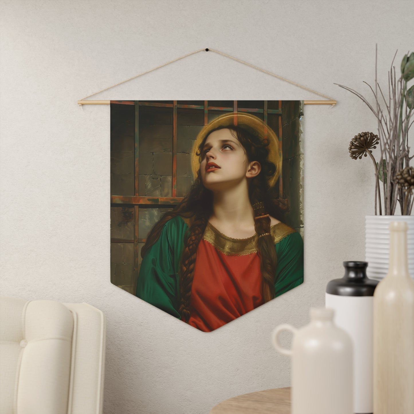 Saint Juliana of Nicodemia Wall Banner / Wall Hanging / Pennant - Religious Art for your home - Catholic Art - Large - 18" x 21"
