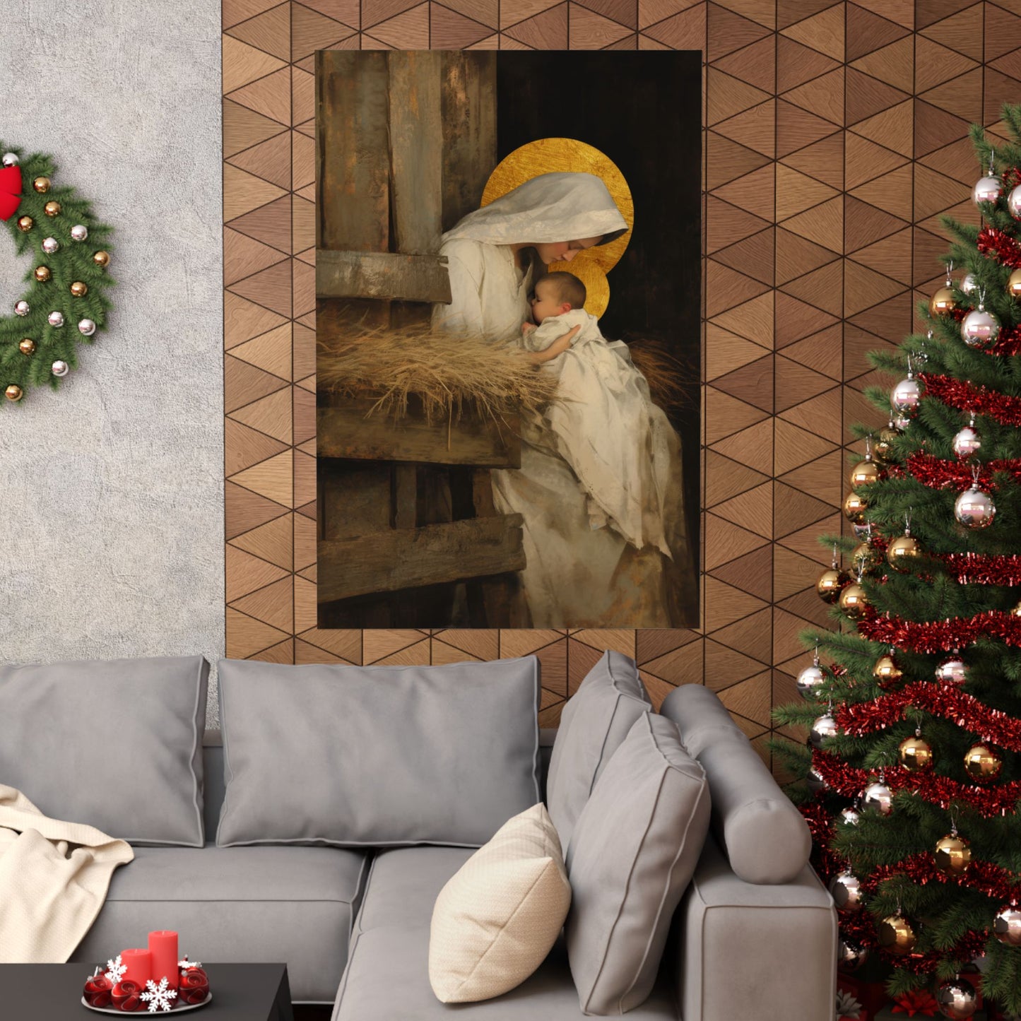 Our Lady of the Manger - Mother Mary and the Christ Child - Sanctified Souls Print - Multiple Sizes - Premium Matte Vertical Posters