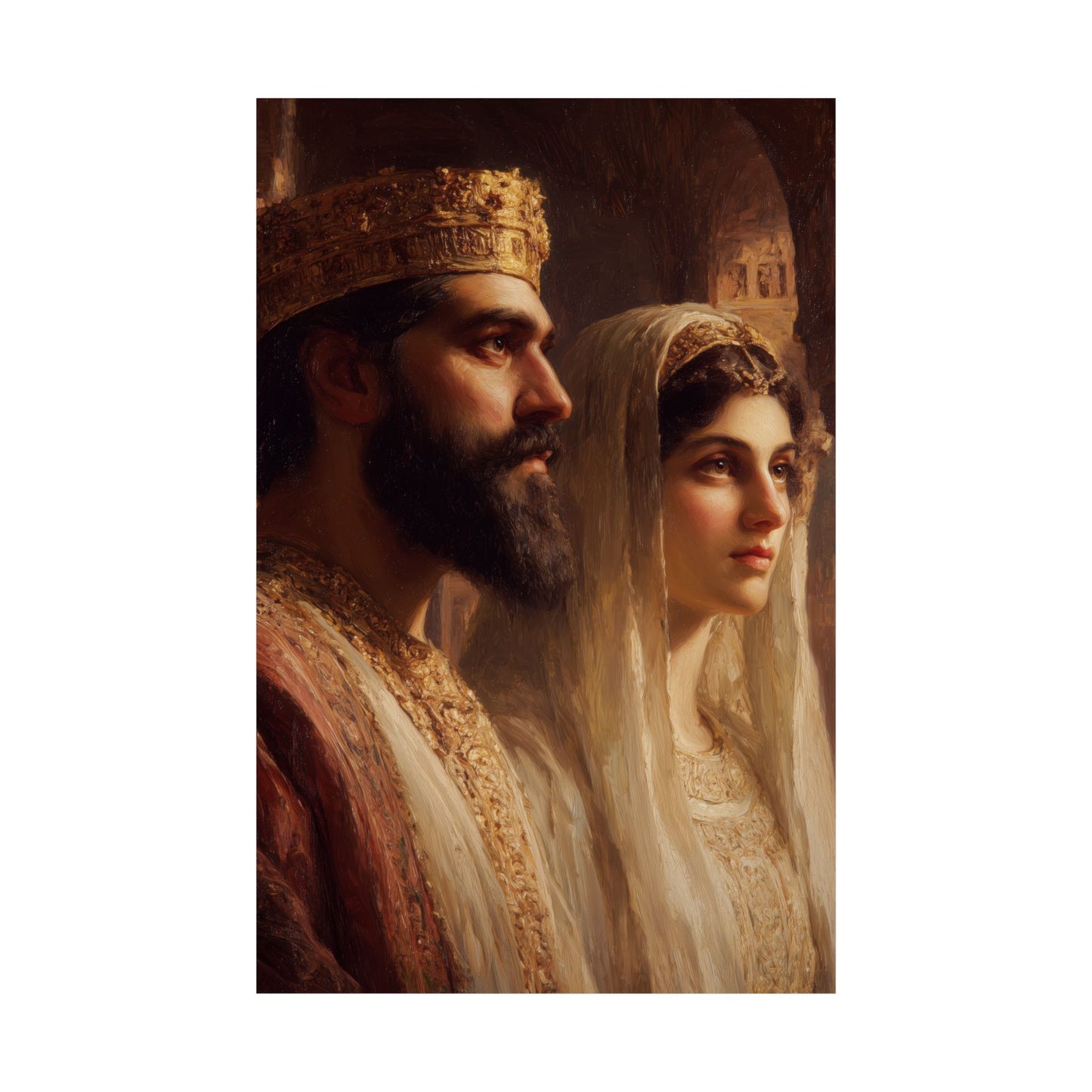 King Xerxes and Queen Esther - Sanctified Souls Print - Multiple Sizes - Premium Matte Vertical Posters