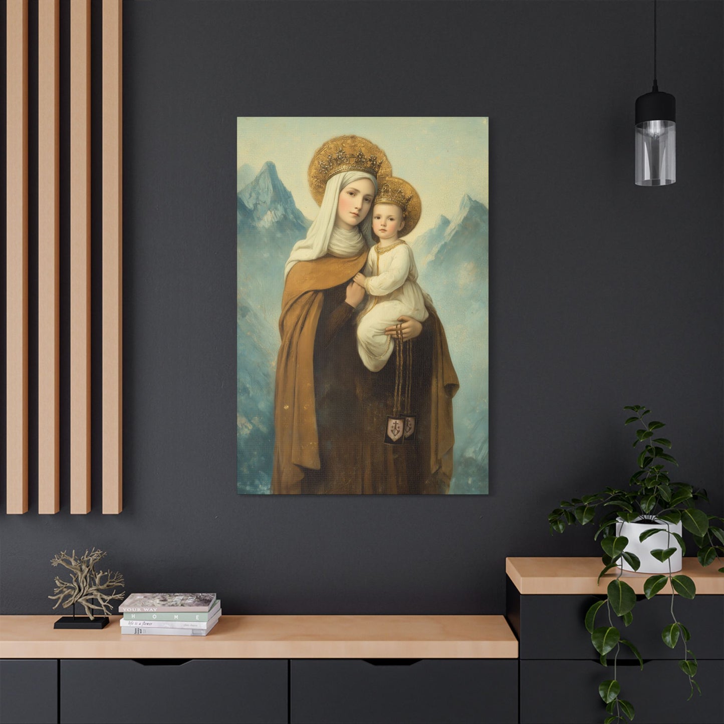 The Gift of the Scapular - Our Lady of Mount Carmel Wrapped Canvas Print - Multiple Sizes - Catholic Home art Matte Canvas, Stretched