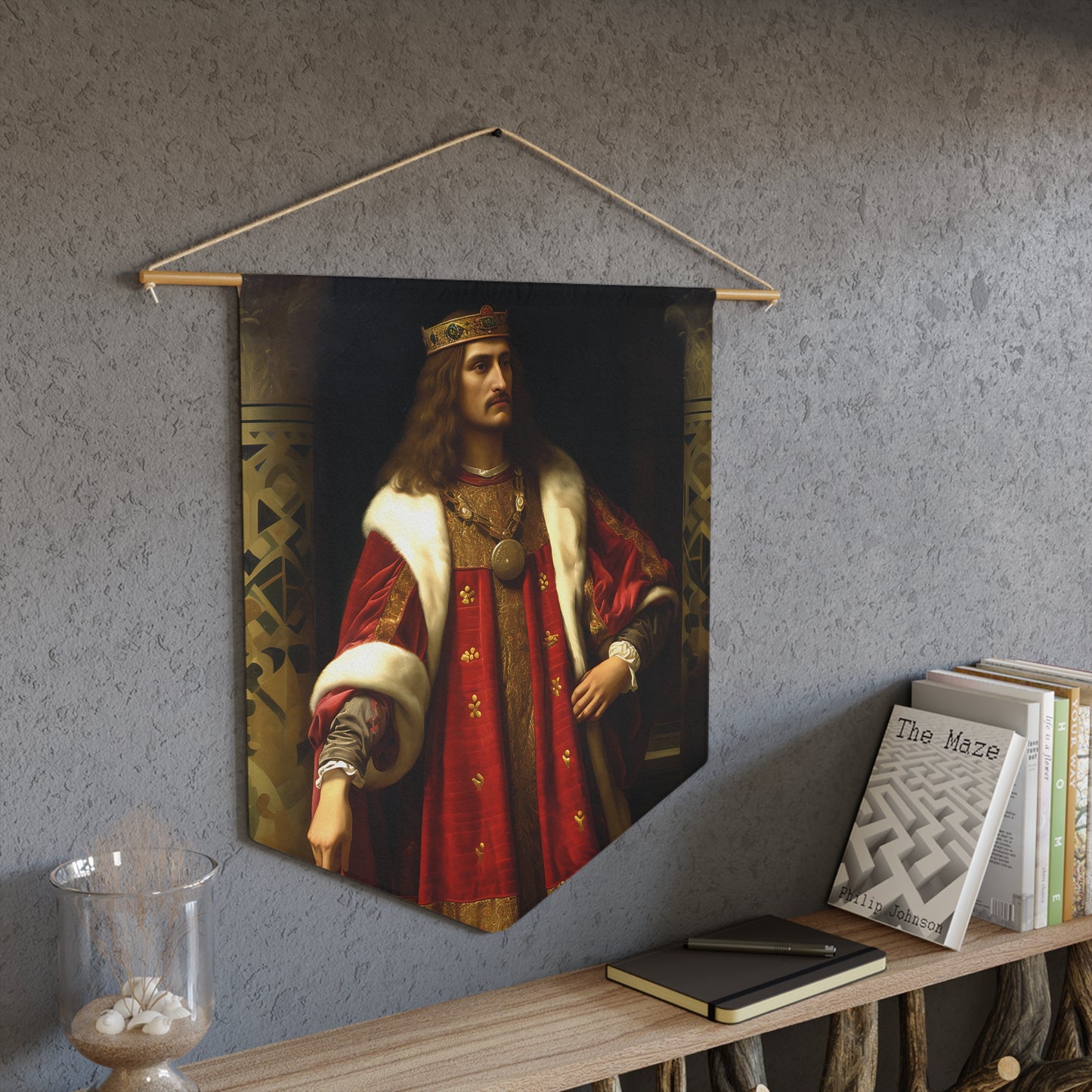 Saint Stephan the Great Wall Banner / Wall Hanging - Prayer room art - Catholic Home Art - Large Print - 18" x 21"