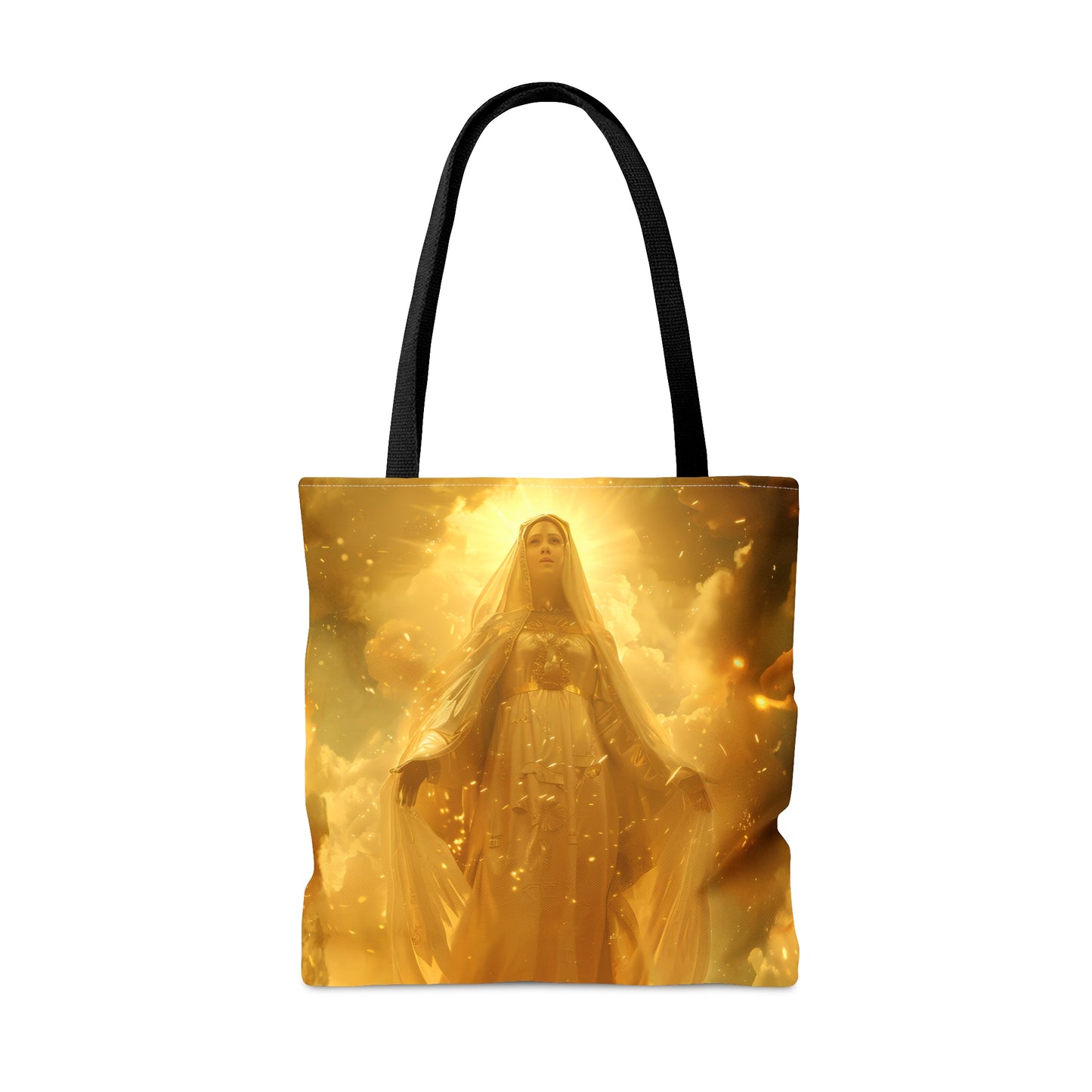 Virgin Mary - Mystical Sun - Golden Mary Tote Bag - Large Medium Small Faith Art Bag - Catholic Faith Purse - Religious Carry All