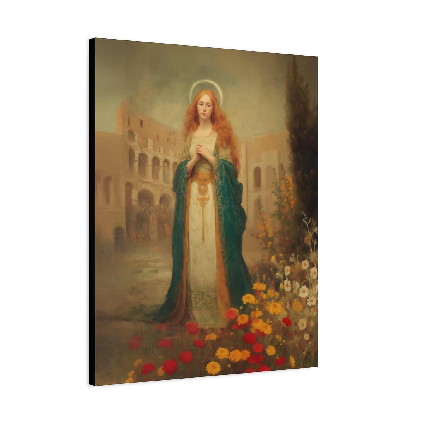 Saint Justina - Multiple Sizes - Catholic Home art - Museum Wrapped Canvas - Sanctified Souls Print - Catholic Martyr Art