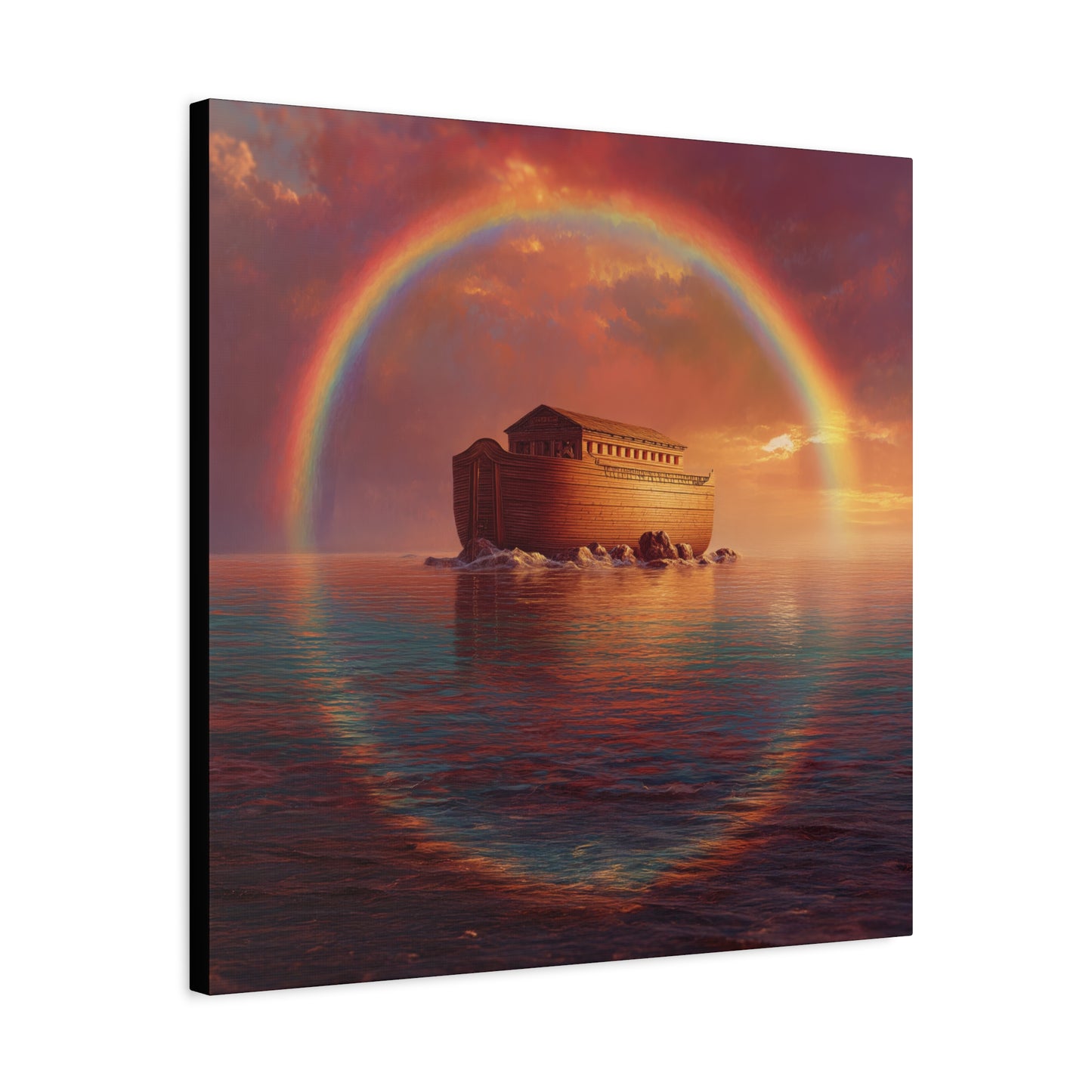 Sheltered Beneath the Covenant Sky - Noah's Ark - Gallery Wrapped Canvas - Print - Religious Art for your Home - Catholic