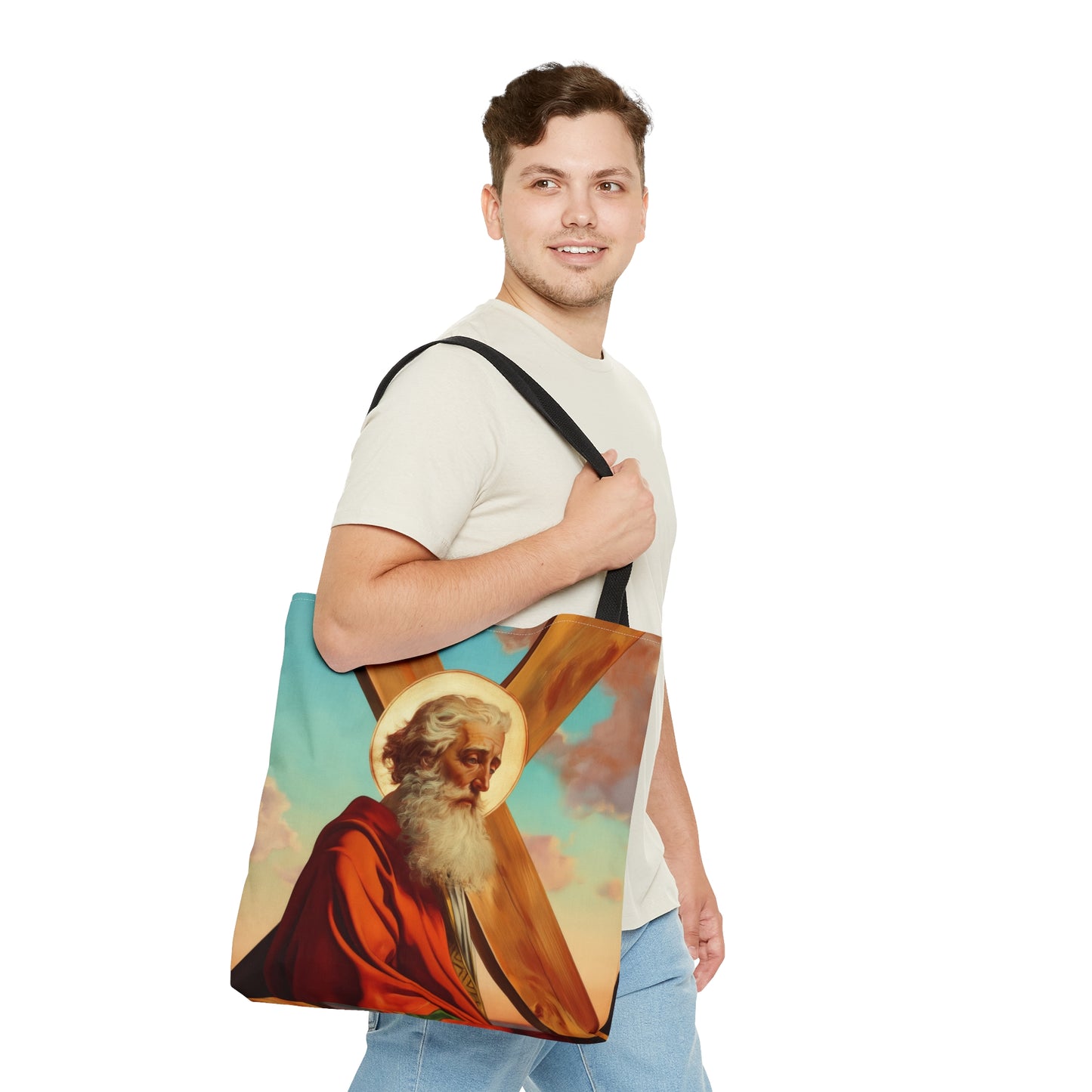 Saint Andrew the Apostle Tote Bag - Large Medium Small Faith Art Bag - Catholic Faith Purse - Religious - Prayer Bag - Devotional