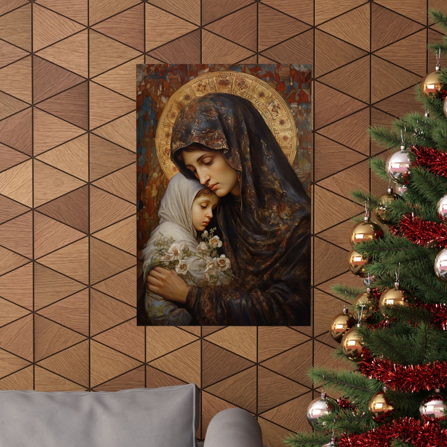 Mary, Mother of God - Protectress of Families Poster Print - Sanctified Souls Print - Multiple Sizes - Premium Posters - Catholic Art