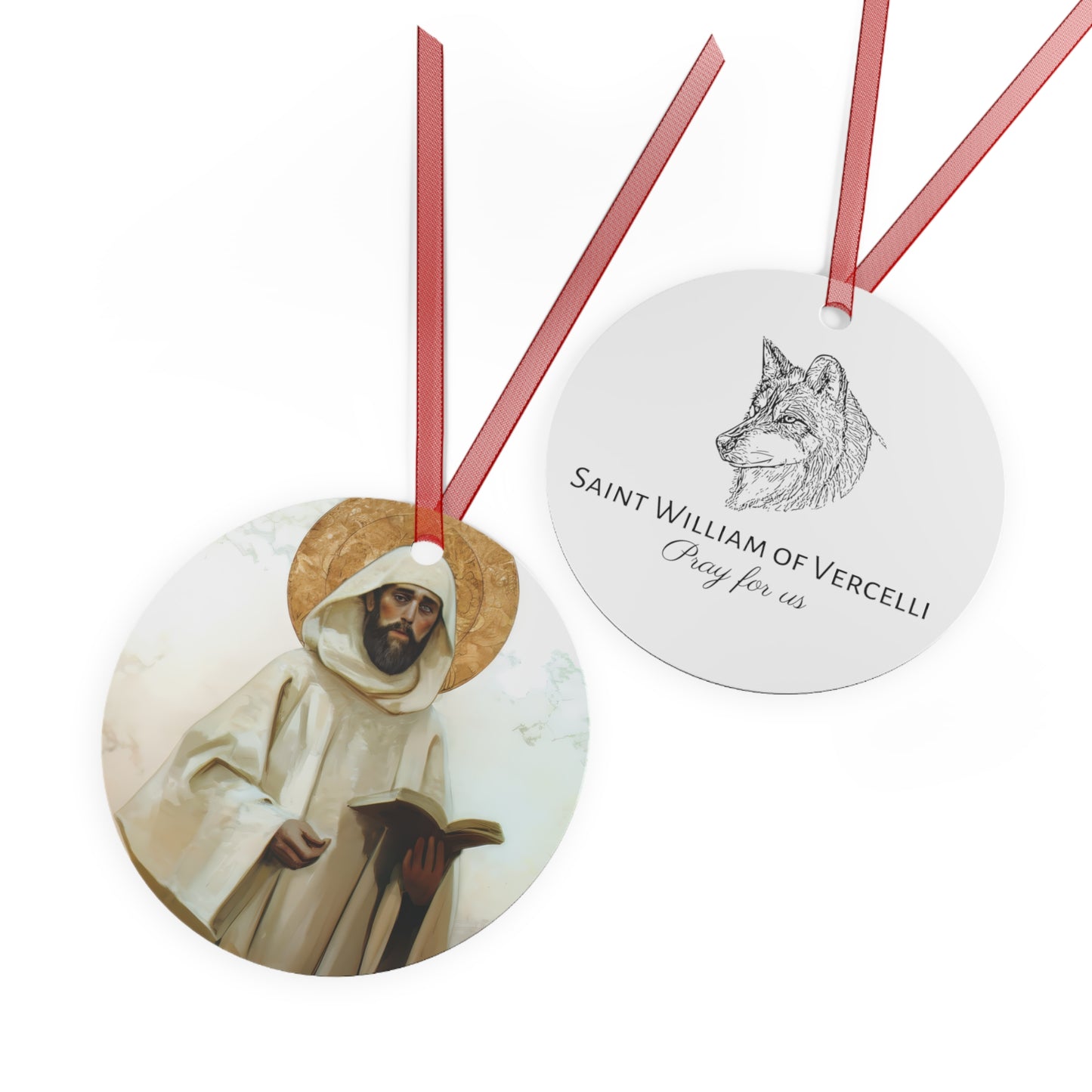 Saint William of Vercelli Metal Ornament - Religious Holiday Christmas Ornament and Keepsake - Catholic Religious Keepsake
