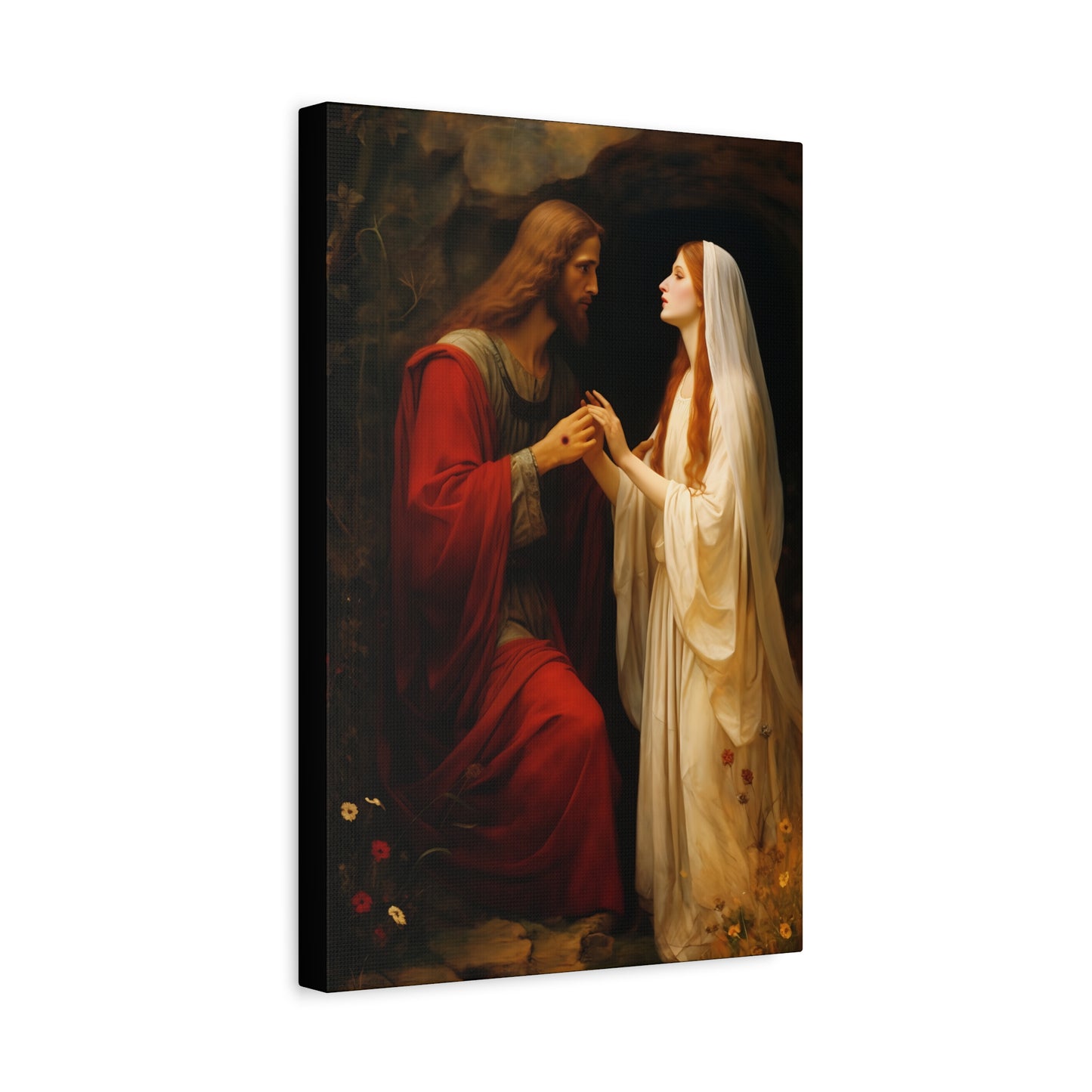 Revelation of Redemption Mary Magdalene and the Risen Christ - Gallery Wrapped Canvas - Sanctified Souls Print - Religious Art for your Home