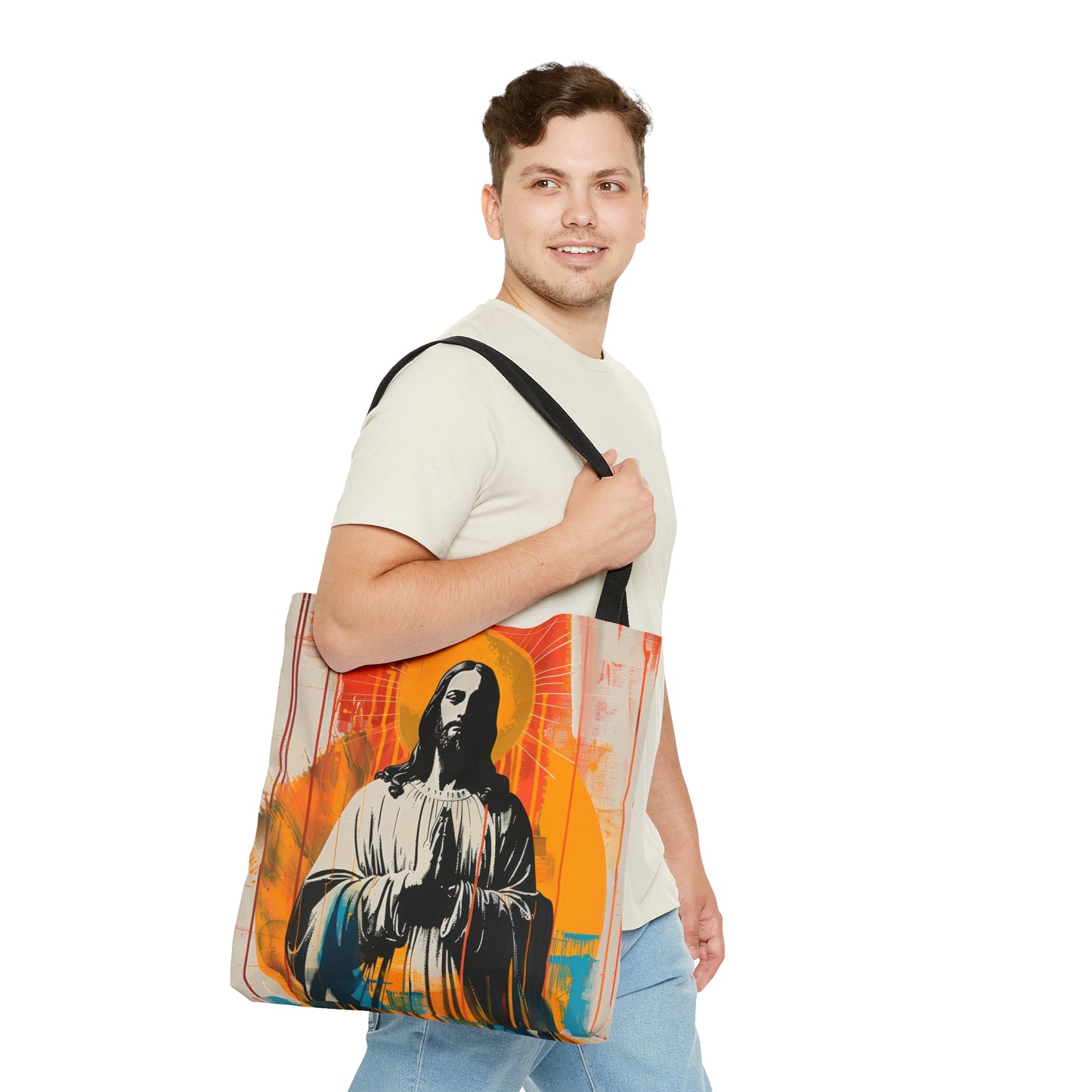 Jesus, King of Peace and Light Tote Bag - Large Medium Small Faith Art Bag - Catholic Faith Purse - Religious Carry All