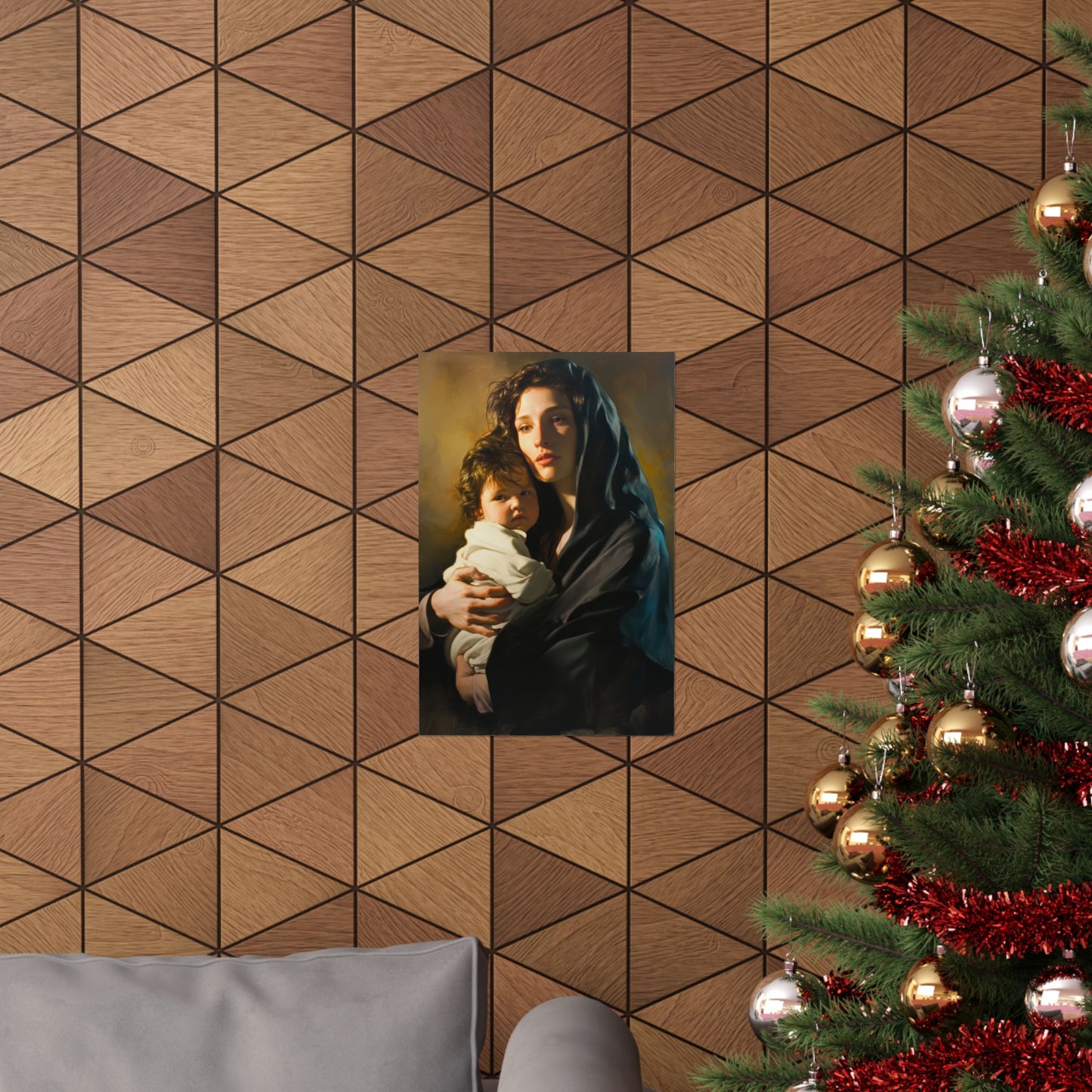 A mother's Gentle Embrace - Mary and The Christ Child - Sanctified Souls Print - Multiple Sizes - Premium Posters - Catholic Art - Christian