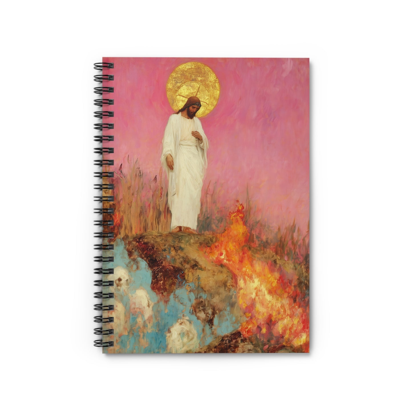 The Stone Cracked Beneath His Feet - Sanctified Souls Art - Religious Based Notebook - Spiral Notebook - Ruled Line