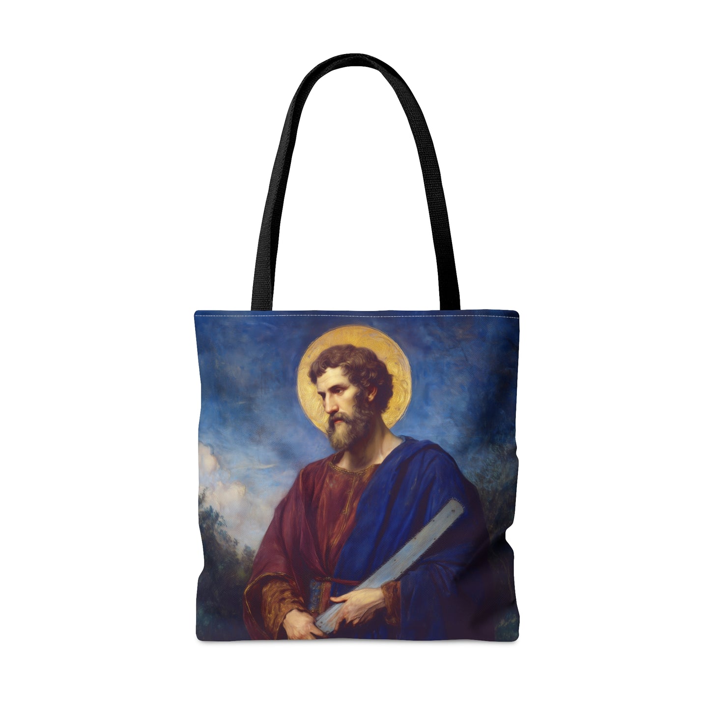 Saint Simon the Apostle / Simon the Zealot Tote Bag - Large Medium Small Faith Art Bag - Catholic Faith Purse - Double Sided