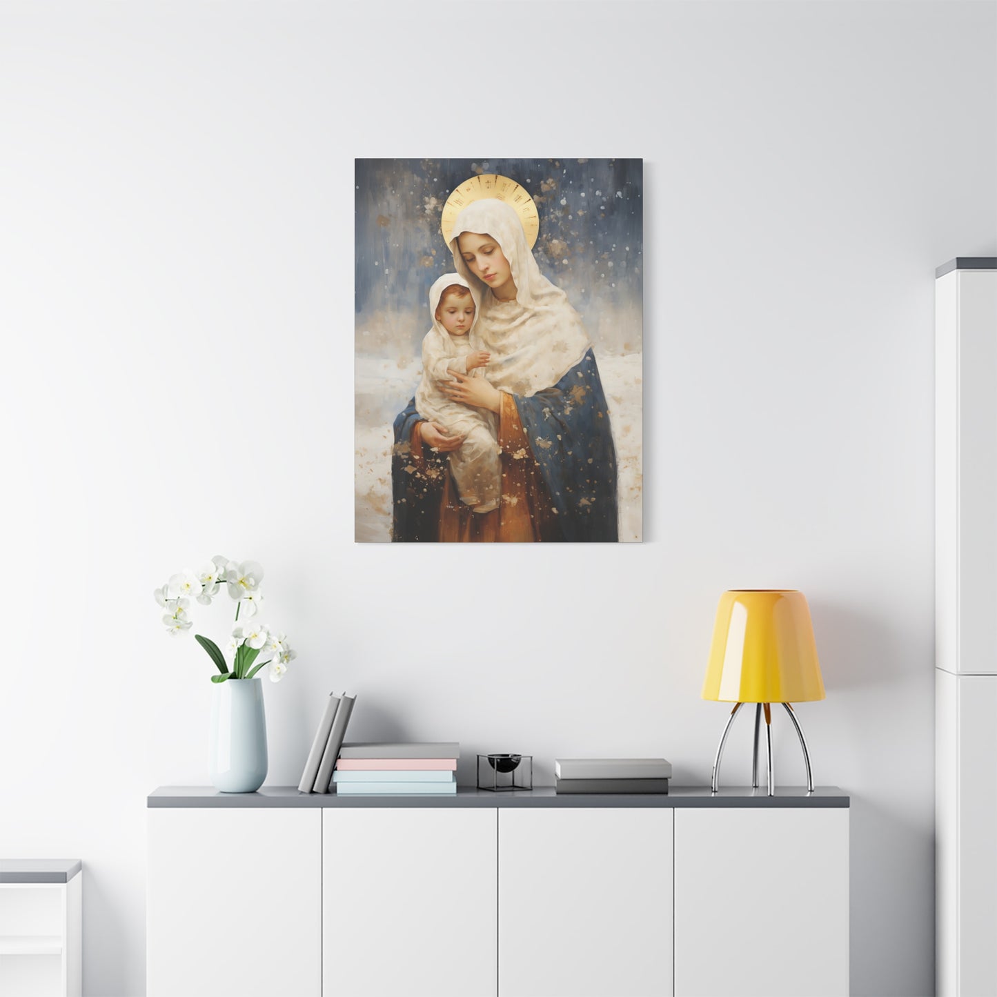 Winter's Grace : Our Lady of the Snows Canvas Print - Multiple Sizes - Catholic Home art - Gallery Wrapped Canvas - Sanctified Souls Print