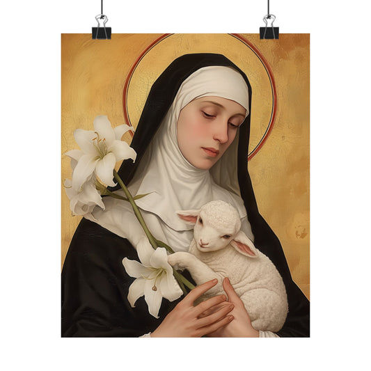 Saint Agnes of Montepulciano Poster Print - Sanctified Souls Print - Multiple Sizes - Premium Posters - Catholic Art for your home
