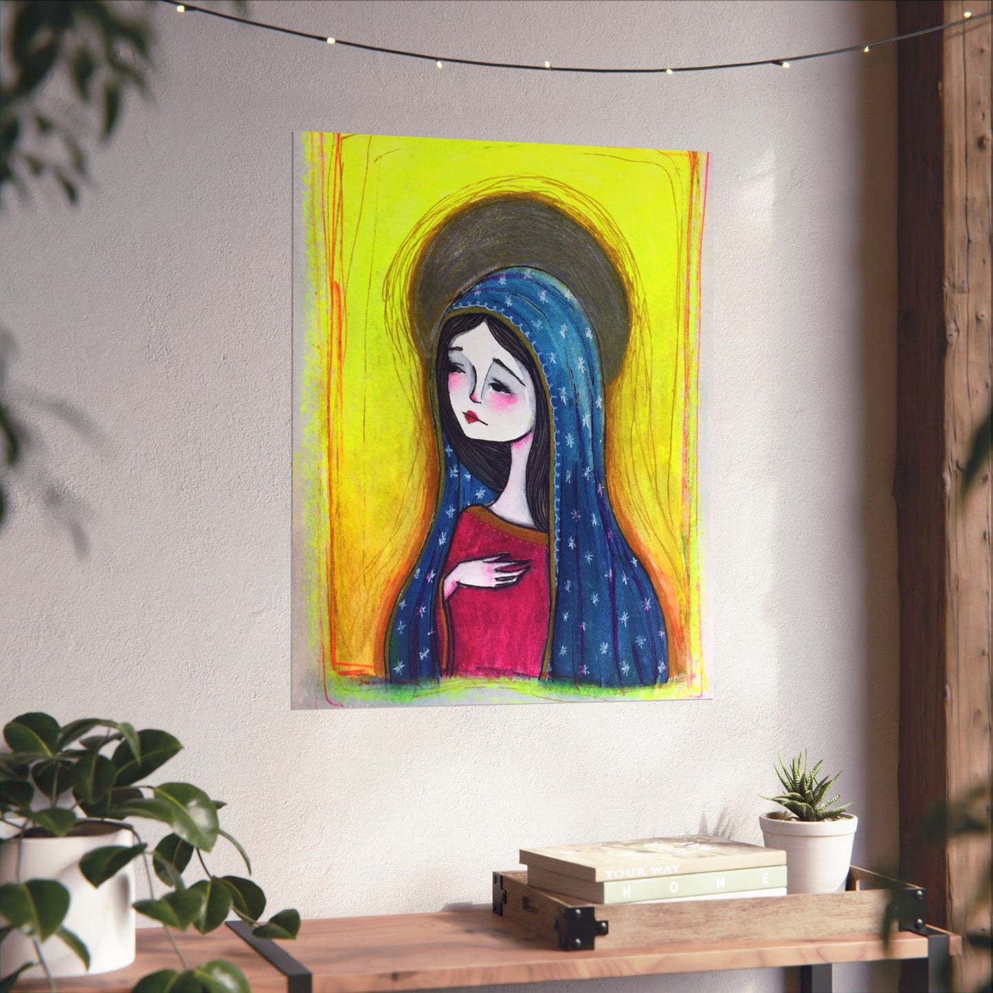 Our Lady of Guadalupe Poster Print - Hand-Drawn Catholic Art Print | Marian Devotional Wall Art | Sanctified Solocosmo Religious Poster